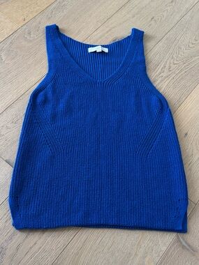 Loft V-Neck Knit Tank Top Blue Beach Boho Chic Size Small